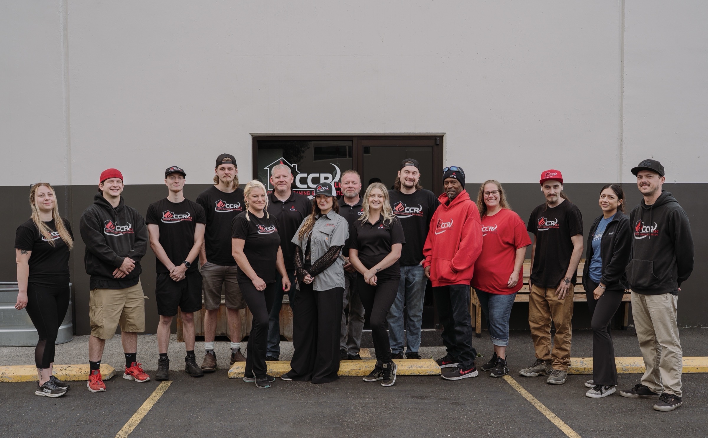 The full Cooper Cleaning & Restoration crew outside their Vancouver, Washington facility